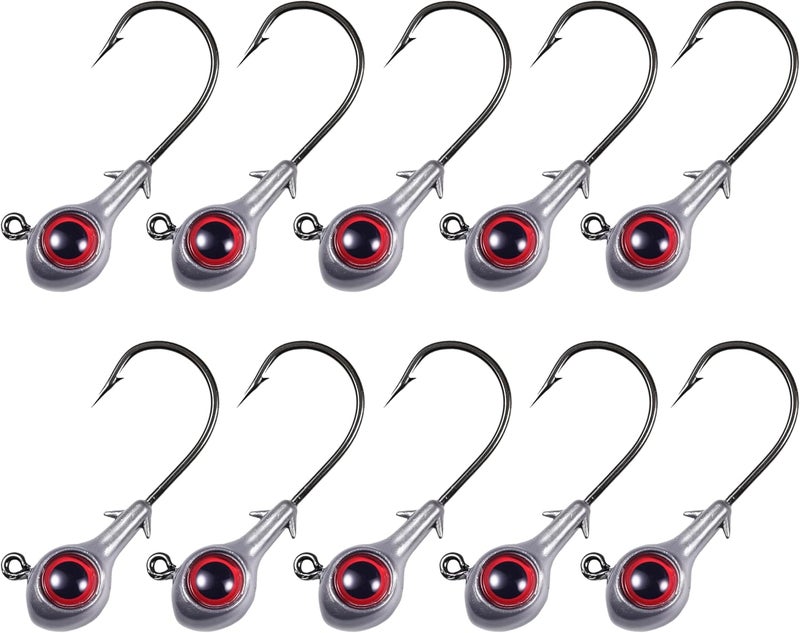 FISHCORNER Fishing Jig Head Oversized 3D Eyes Jigheads Swimbait Jig Heads for Fishing Saltwater Freshwater Bass Trout Walleye Redfish Striper 1/8oz 3/16oz 1/4oz 3/8oz - Image 1